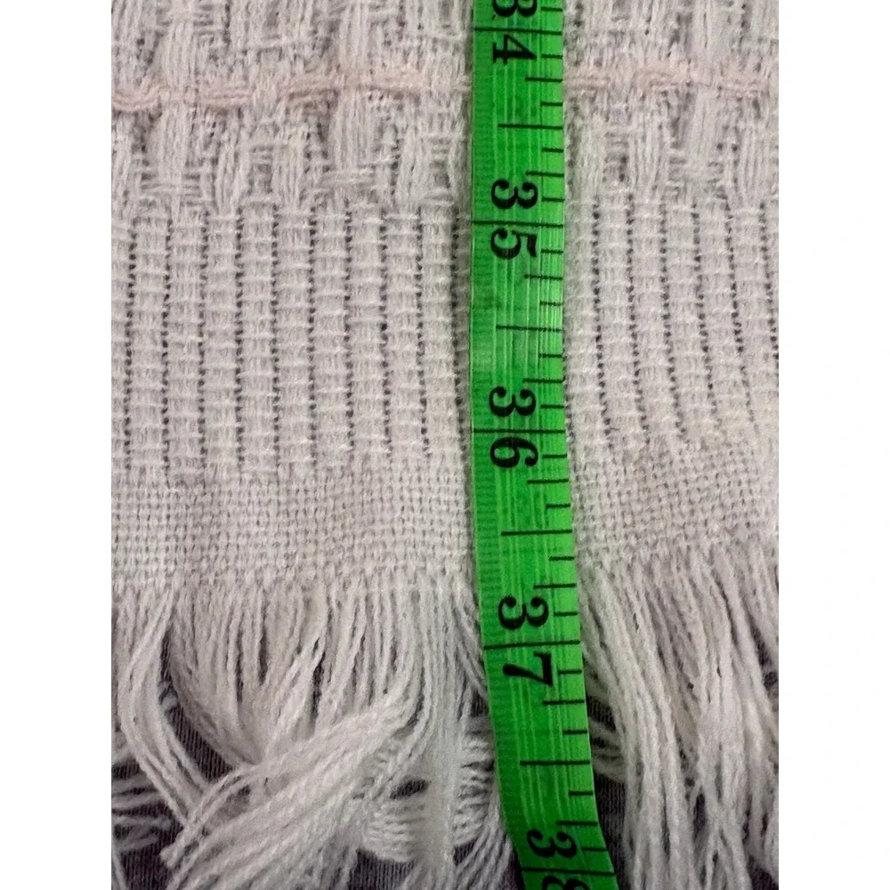 Vintage Woven Baby Blanket Pastel Stripes White Fringe Acrylic Made in Japan